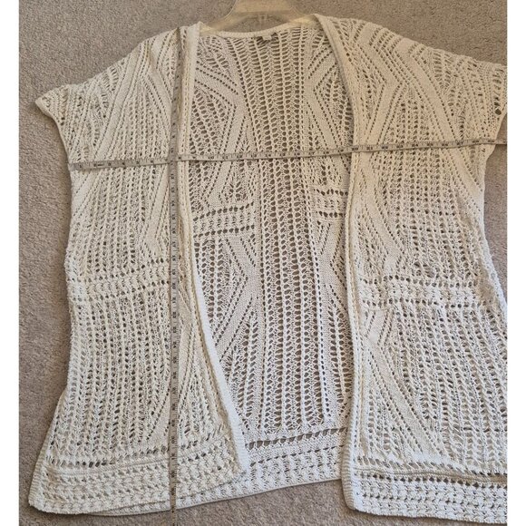 J. Jill White Crochet Cotton Knit Open Front  Over Size Cardigan Kimono Sz M/L - Picture 5 of 12